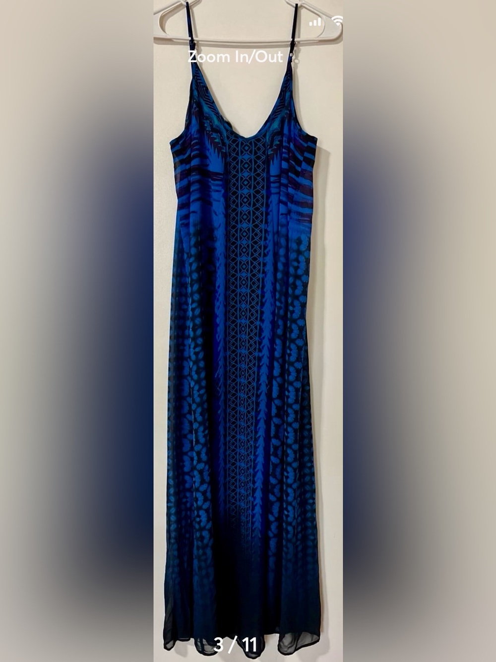 Express Blue and Black Patterned Maxi Slip Dress